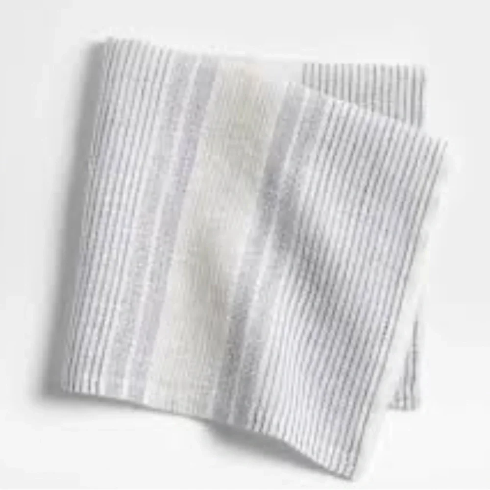 Crate and Barrel Chesney Grey stripe linen Table runner